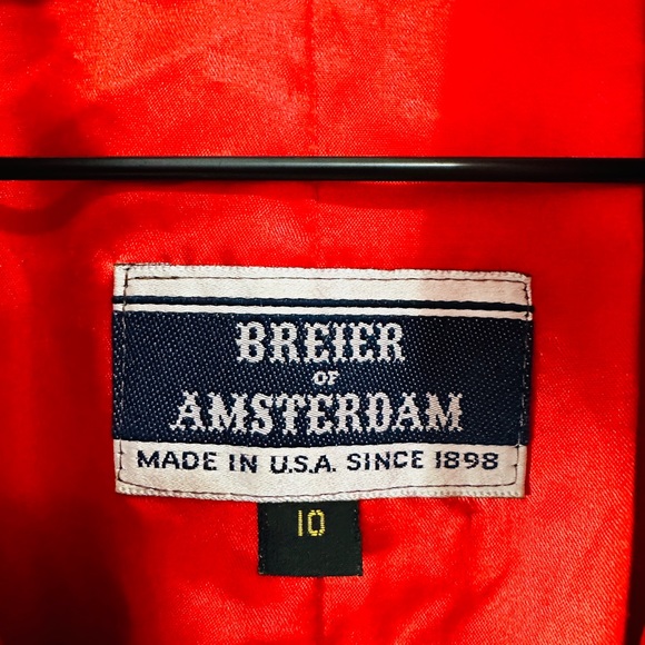 Vintage Red Genuine Leather Belted Trench Coat By Breier of Amsterdam Size 10 - Picture 12 of 16